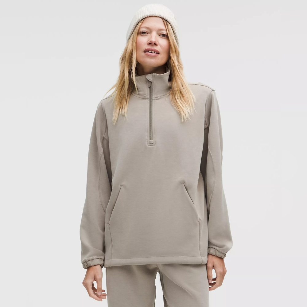Lululemon Softstreme Half-Zip Long Warm Ash Grey Size Large - Picture 2 of 8